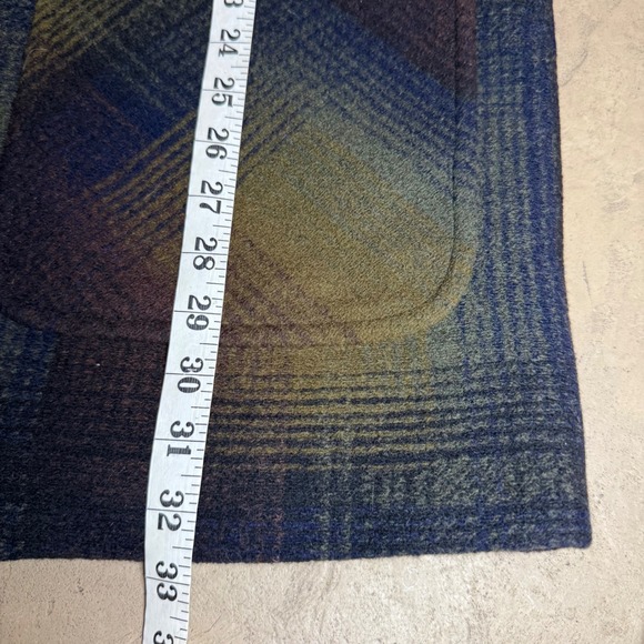 Pendleton Plaid Wool Blend Button Front Jacket Oversized L G Green Brown Navy - Picture 9 of 10